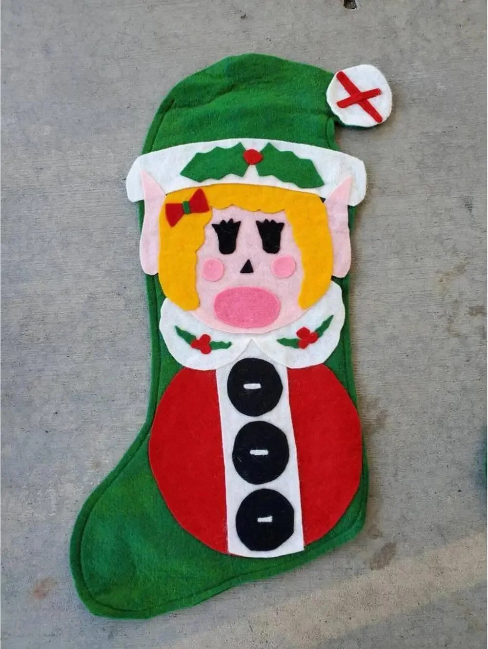Old Family Christmas Stocking set of 4 Felt Holiday gift, Vintage Christmas